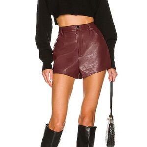 Bardot Faux Leather Mini Short Lovers and Friends x Revolve Size Small Burgundy